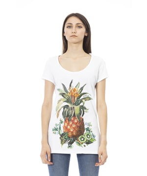Dames T-shirt zonder sluiting. ontbrekende binnenzakken. afwezige externe zakken. ontbrekende schouderband. ontbrekend handvat. ontbrekende binnenvakken.  extern materiaal. afwezig interieur. Afmetingen: Scm. Modeproduct