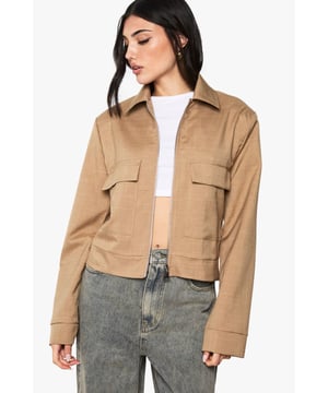 Zip-through front for easy wear and versatile styling
        Tailored bomber silhouette for a modern, structured look
        Functional chest pockets add practical appeal
        Collar detail for a smart-casual finish
        Cropped length perfect for high-waisted bottoms
    
    Embrace effortless chic with this zip front tailored bomber jacket. A fusion of classic bomber style and tailored sophistication, this piece is perfect for the fashion-forward woman who values both comfort and style. The cropped length pairs beautifully with high-waisted trousers or skirts, creating a balanced silhouette. For a casual day out, style it with straight-leg jeans and trainers, adding a white tee underneath for a clean, fresh look. When the occasion calls for something a bit dressier, throw it over a midi dress and pair with ankle boots for an ensemble that transitions seamlessly from day to night. The versatile design makes it an ideal choice for family gatherings or casual Friday at the office, offering a polished yet relaxed vibe that's quintessentially British.