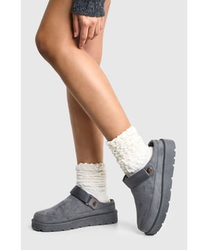 Cosy mule design for ultimate comfort
        Flat heel between 0 and 2cm for easy wear
        Soft, plush upper material for a luxurious feel
        Sturdy sole with textured grip for stability
        Decorative button detail adds a stylish touch
    
    Step into a world of comfort and style with these irresistibly cosy mules from Boohoo. Perfect for those lazy days at home or casual outings, these slip-ons offer the ideal blend of comfort and fashion-forward design. The plush upper material envelops your feet in warmth, while the flat heel ensures all-day wearability. Style these versatile mules with your favourite loungewear for a relaxed day in, or pair them with cropped jeans and an oversized jumper for a chic, off-duty look. Whether you're popping to the shops or meeting friends for a casual brunch, these mules will keep you looking effortlessly stylish and feeling utterly comfortable. The subtle button detail adds a touch of elegance, making these the perfect choice for those who appreciate both comfort and understated sophistication in their footwear.