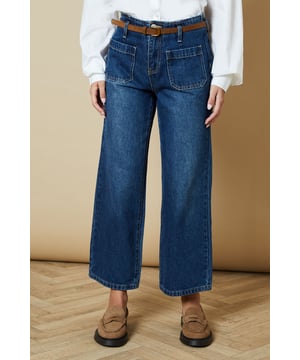 Cropped straight-leg design for a modern silhouette
        Belted waist detail adds a stylish touch
        Front patch pockets for a utilitarian-inspired look
        High-rise fit flatters the waistline
        Versatile wash suitable for various casual outfits
    
    These belted cropped straight jeans from Oasis offer a fresh take on classic denim. The high-rise fit and straight-leg cut create a flattering silhouette, while the cropped length adds a contemporary edge. Perfect for casual daywear, these jeans can be styled effortlessly for various occasions. Pair them with a crisp white shirt and sandals for a relaxed weekend look, or dress them up with a floral blouse and ankle boots for a family gathering. The front patch pockets and belted waist detail give these jeans a utilitarian-inspired charm, making them a versatile addition to your wardrobe. For a trendy double denim ensemble, team them with an oversized denim shirt as seen on the model. These jeans are ideal for those seeking a balance between comfort and style in their everyday attire.