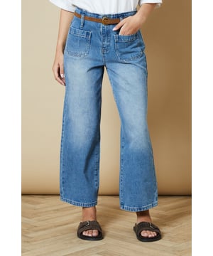 Cropped straight-leg design for a modern silhouette
        Belted waist detail adds a stylish touch
        Front patch pockets for a utilitarian-inspired look
        High-rise fit flatters the waistline
        Versatile wash suitable for various casual outfits
    
    These belted cropped straight jeans from Oasis offer a fresh take on classic denim. The high-rise fit and straight-leg cut create a flattering silhouette, while the cropped length adds a contemporary edge. Perfect for casual daywear, these jeans can be styled effortlessly for various occasions. Pair them with a crisp white shirt and sandals for a relaxed weekend look, or dress them up with a floral blouse and ankle boots for a family gathering. The front patch pockets and belted waist detail give these jeans a utilitarian-inspired charm, making them a versatile addition to your wardrobe. For a trendy double denim ensemble, team them with an oversized denim shirt as seen on the model. These jeans are ideal for those seeking a balance between comfort and style in their everyday attire.