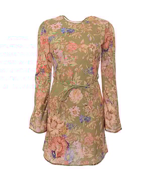 100% Linen Zimmermann Womens August Bias Mini Dress - 100% Linen in Multicoloured