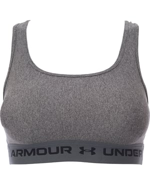 Mid-Impact Sports Bra with Cross-Back Straps: This item is made of 87% Polyester and 13% Spandex. It has a scoop neck, removable padding, branded elasticated underband for a secure fit, cross-back straps with keyhole detail, flatlock seams to help reduce friction, and a pull-on style.