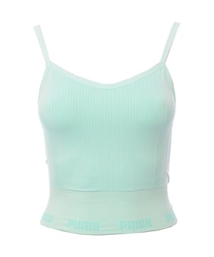 Main: 94% Nylon, Main: 6% Elastane. The Puma Training Evoknit seamless sports bra in aqua is a stylish and functional piece of activewear, perfect for light-impact activities. Its seamless design reduces friction, ensuring comfort during workouts, while the thin straps and Puma logo on the back add a touch of sporty elegance. The stretchy underband provides a secure fit, making it a great choice for those who value both performance and fashion in their gym wardrobe.