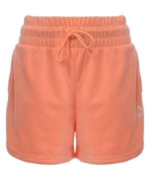 Main: 20% Polyester, Main: 80% Cotton. The Puma Classics collection offers a delightful range of towelling shorts that are perfect for both sports and casual wear. With a beautiful peach color that radiates summer vibes, these shorts feature a large, comfortable waistband and subtle branding for a sleek look. The blend of style and comfort makes them a must-have for anyone looking to add a touch of sporty chic to their wardrobe.