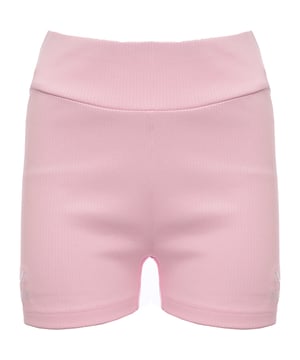 This item is made of 58% cotton, 39% polyester, and 3% elastane. These ribbed shorts feature embroidered branding and a flat, elasticated waistband.