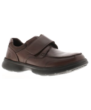 Hush Puppies Heren Schoenen Casual Hector Leer Bruin. Immitatie Suède Bovenwerk. Textiel Voering. Phylon Zool. Instap Schoenen.