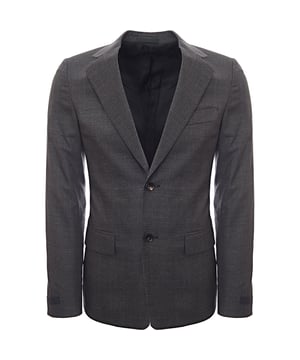 Outer: Virgin Wool 100%, Buffalo Horn 100%

Lining: Cupro 100%, Viscose 100% Highlights
navy blue
virgin wool
notched lapels
long sleeves
split cuffs
two front flap pockets
partial lining
straight hem
front button fastening