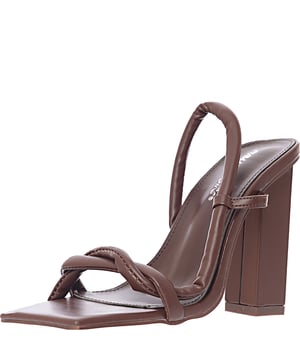 Upper: 100% Polyurethane, Lining: 100% Polyurethane, Sole: 100% Rubber Public Desire Womens Wide Fit Everly Block Heel In Brown