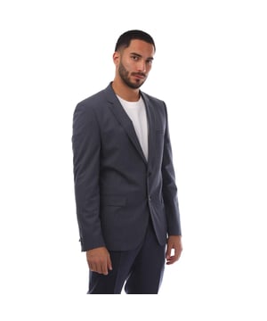 Mens HUGO Houndstooth Extra Slim-Fit Jacket in dark blue.A distinctive jacket by HUGO Menswear. Crafted in stretch fabric with wool and a houndstooth motif  this piece is tailored to an extra-slim fit.- Notch lapels.- Button fastening.- Inside pockets.- Slim fit.- Main material: 54% Polyester  44% Virgin Wool  2% Elastane.  Lining: 100% Polyester  Sleeve lining: 100% Polyester.  Dry clean.- Ref: 50519639401