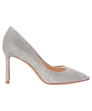 VINTAGE, RRP AS NEW
Step into elegance and sparkle with the Jimmy Choo Romy Pumps in silver glitter. These stunning heels feature a shimmering silver-tone glitter design that catches the light with every step. The 85mm stiletto heel offers just the right amount of height, while the pointed toe enhances the sleek, sophisticated silhouette. Finished with a branded leather insole and leather sole, these pumps are a perfect blend of comfort and luxury.

 Includes Box

Jimmy Choo Romy Pumps in Silver Glitter
Condition: very good
Signs of wear: Include Box., No visible sign of wear. No Mark at insole., Used but well maintained. Moderate creasing and marks at surface, wear at soles or replaced soles.
Packaging: Box
Color: silver
Material: Glitter | glitter
Size: EU | 35
Measurements: Heel height: 80; Insole length: 230
SKU: TONPUDESH462815W