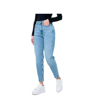 Jeans Guess Triangle Femme Blau Synthetik. Authentisches Kleidungsstück der Marke Guess - Streetwear/Sportswear-Design von Guess - Guess für modebewusste Frauen, perfekt für den Alltag - Die blauen Jeans von Guess lassen sich hervorragend mit dem Rest Ihrer Garderobe kombinieren - Bequemes, synthetisches Material - Klassisch - Triangle -