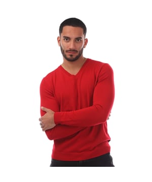 Heren BOSS Batisse-E V-hals trui in rood.- V-hals.- Geribde details.- Geborduurd logo op de borst.- Normale pasvorm.- 100% Virgin Wool.- Ref: 50298509612