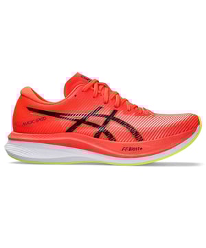 Experience explosive speed and agile performance with the Asics Magic Speed 3 Mens Red Running Shoes. Designed for athletes who crave a fast, responsive ride, these shoes combine lightweight construction with advanced cushioning technology for a smooth, energized stride. The vibrant red finish not only makes a bold statement on the track but also reflects the high-performance engineering built into every step.
Key Features
Dynamic Cushioning: 

Advanced midsole technology provides excellent shock absorption and energy return, delivering a responsive and efficient ride.

Lightweight Design: 

Engineered to reduce weight and fatigue, allowing you to maintain speed and agility throughout your run.

Optimized Traction: 

Durable outsole with multi-surface grip ensures stability and reliable performance on a variety of terrains.

Secure Fit: 

A precision lace-up system locks your foot in place for maximum support and control during high-speed runs.

Bold Red Aesthetic: 

A striking red finish that combines style with performance, making a confident statement on and off the track.

Elevate your running experience with the Asics Magic Speed 3 Mens Red Running Shoes—where cutting-edge technology meets vibrant design for peak performance every stride.