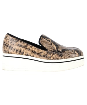 VINTAGE, RRP AS NEW
These python print sneakers by Stella McCartney are a whole new version of the famed slip-on sneakers. It flaunts a snakeskin print in contrast of the rubber sole in white favouring more height. Save these beige sneakers for your casual off-duty looks.


Stella McCartney Faux Python Platform Slip On Sneakers in Animal Print Leather
Condition: Very good
Signs of wear: Minor markings, Lightly used but very well maintained. Minor mark at soles & creasing, light scuffing at the soles and heels.
Packaging: None
Color: Print | animal
Material: Leather | leather
Size: EU | 39
Measurements: Heel height: 60; Insole length: 270
SKU: NAPPUGBSH462766W