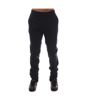 Mens BOSS T-Banson1 Trousers in dark blue.- Hook and zip closure.- Elasticated waist with inner drawcord.- Side pockets.- 94% Cotton  5% Silk  1% Elastane.- Ref: 50450146402