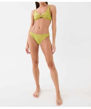 80% NYLON &amp; 20% ELASTANE. A hyper-soft feel two tone bikini top, gold-plated hardware features throughout. A fluro P.E Nation logo pip sits at front with a P.E Nation clasp at back