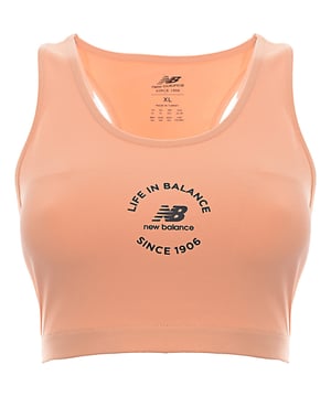 Main: 90% Cotton, Main: 10% Elastane. Imagine a bralette that combines style with comfort: a scoop neck for a touch of elegance, a racerback design for an athletic edge, and the iconic New Balance logo sitting proudly on the chest. This wire-free bralette is crafted from soft jersey fabric, ensuring comfort throughout the day. And in a shade of dusty coral, it's not just a piece of clothing, it's a statement ? the New Balance Life in Balance bralette is where fashion meets function in perfect harmony.