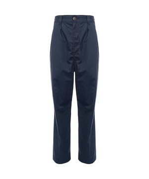 Main: 100% Cotton. The Dickies Oscarville straight leg trousers in navy are a classic choice for those who appreciate  comfortable workwear. With their sleek design and versatile color, they can easily transition from a day on the job to a casual evening out.