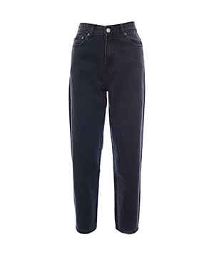 100% Cotton. Jeans in an oversized mom fit with belt loops and side and back pockets offer both style and comfort for your casual outings.