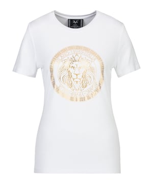 19v69 ITALIA Damen-T-Shirt BELLA BIG LION punktet mit auffälligem Frontprint und weichem Materialmix. Der glänzende Löwenkopf sorgt für einen starken Auftritt – ideal für modische Freizeitlooks mit Statement-Charakter.