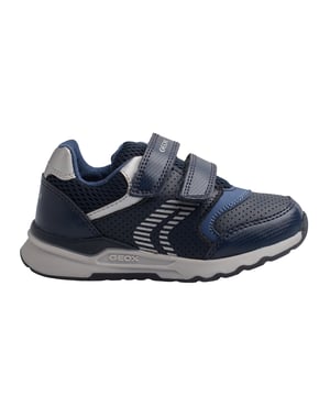 Die Kinder-Sneaker Geox vereinen modernes Design und Komfort, um die Kleinen bei ihren täglichen Abenteuern zu begleiten. Mit sportlichem Stil und attraktiven Farben bieten diese Jungen-Sneaker einen vielseitigen und funktionalen Look.

 Details:
 - Atmungsaktiv.
 - Verschlussart: Doppelter Klettverschluss.
 - Rutschfeste Sohle.
 - Die perforierte Sohle ermöglicht den Füßen eine natürliche Atmung.
 - Antibakterielle Innensohle.
 - Flexy-System.
 - Geox Breathe: Technologie, die für eine bestmögliche Luftzirkulation sorgt und den Körper auf optimaler Temperatur hält. Das System bietet maximalen Komfort durch Atmungsaktivität und ein hohes Maß an Temperaturregulierung.

 Die Kinder-Sneaker Geox sind die perfekte Kombination aus Style, Komfort und Funktionalität. Sein sportliches Design mit Klettverschluss ermöglicht ein bequemes Tragen im Alltag, während die atmungsaktive Geox-Technologie Ihre Füße kühl und bequem hält.
 Komposition: Außen: Öko-Leder, Textil; Innenausstattung: Textil; Sohle: Gummi; Vorlage: Textil
 Pflege:
Verwenden Sie ein feuchtes Tuch oder eine weiche Bürste.
 Nicht in der Maschine waschen.
 Lassen Sie es an der Luft trocknen, ohne direkte Sonneneinstrahlung oder Hitze.