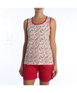 Der Damen-Sommerpyjama aus 100 % Baumwolle ist die perfekte Wahl, um in warmen Sommernächten Frische und Komfort zu genießen. Dieses Pyjama-Set vereint Leichtigkeit, Weichheit und Atmungsaktivität in einem Kleidungsstück, das speziell dafür entwickelt wurde, maximalen Komfort während der Sommersaison zu bieten.

 Hauptmerkmale:
 Kühles und atmungsaktives Gewebe: Dieser Pyjama besteht vollständig aus Baumwolle und sorgt für ein kühles und leichtes Gefühl auf der Haut. Er ermöglicht eine optimale Luftzirkulation und hält den Körper in heißen Nächten kühl.

 Sommerdesign: Der Pyjama zeichnet sich durch ein leichtes und bequemes Design aus, das ideal für warme Klimazonen ist und Ihnen ermöglicht, sich während Ihrer Nachtruhe frei und bequem zu bewegen.

 Kurzarm oder ärmellos: Erhältlich mit kurzen Ärmeln oder ärmellos, sodass Optionen je nach persönlicher Vorliebe für unterschiedliche Lounge-Stile verfügbar sind.

 Lockere Passform: Dieser Pyjama ist so geschnitten, dass er Bewegungsfreiheit bietet, und bietet eine bequeme, entspannte Passform für einen erholsamen Schlaf.

 Der Damen-Sommerpyjama aus 100 % Baumwolle ist die ideale Wahl für alle, die in der Sommersaison Wert auf Frische, Komfort und Funktionalität in ihrer Nachtwäsche legen. Mit seinem atmungsaktiven Stoff, dem sommerlichen Design und der lockeren Passform garantiert dieser Pyjama bei jedem Tragen ein angenehmes und erfrischendes Erlebnis.
 Komposition: 100% Baumwolle
 Pflege:
Akzeptieren Sie die Waschmaschine bei maximaler Temperatur. von 30º.
 Es ist weder Bleichmittel noch anderen Chloraten beständig.
 Widersteht dem Bügeln nicht.
 Widersteht einer chemischen Reinigung nicht.
 Hält dem Trockner nicht stand.