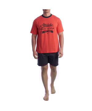 Short-sleeved and short-pants pajamas, model KL30000.

 The men's pajamas combine a short-sleeved round-neck T-shirt and shorts.
 Made of soft and breathable materials, it ensures comfort throughout the night.
 Ideal for any season, this set offers a perfect balance between style and comfort for a restful night's sleep.

 Exclusive designs and a variety of prints: The men's summer pajamas are available in a wide range of exclusive designs and prints, allowing you to choose from different styles that reflect your personality and taste. From prints to stripes, each pajama offers a unique and special touch.

 Easy Care & Durability: Made from durable cotton, the men's pajamas are easy to machine wash and maintain their softness, color and shape wash after wash. This easy maintenance ensures that the pajamas remain a favorite item in your wardrobe, offering durability and practicality over time, especially during the warmer seasons.

 Men's summer pajamas, the perfect gift for Father's Day, anniversary, Christmas, New Year, birthday, and much more!

 Choose style, quality and comfort with Kisses&Love!
 Composition: 100% Cotton
 Care:
Wash at maximum temperature 30º.
 Dry at low temperature.
 Do not use bleach.
 Do not iron.
 Do not dry clean.