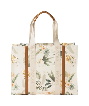 De 19v69 ITALIA ENISE handtas brengt een zomerse sfeer in je look met zijn tropische print en contrasterende kleurdetails. De brede handgrepen met logo zorgen voor een sportieve, moderne afwerking, ideaal voor naar het strand, de stad of om te shoppen.