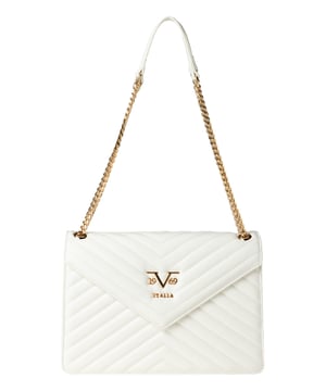 De BIANCA handtas van 19v69 ITALIA straalt pure elegantie uit met zijn heldere flapvorm en geraffineerde chevron quilting. De gouden schakelbandjes en de veganistische lederlook maken hem tot een stijlvolle highlight voor speciale gelegenheden.