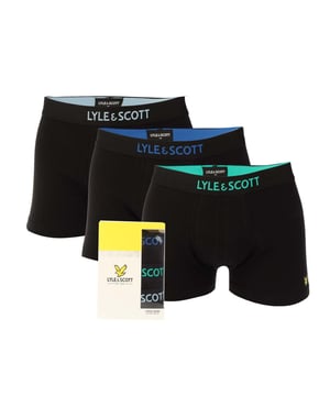 Herenboxershort Lyle and Scott Nathan 3-pack.- 3-pack.- Lyle and Scott-logo op de taille.- Dubbellaags zakje.- Iconisch Lyle and Scott-logo op de linker zoom. Machine wasbaar. Materiaal: 95% Katoen, 5% Elastaan. Ref: NATHAN20074.
