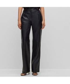 Zip-up fly with hook and eye fastening.Belt loops.Side pockets.Single welt pocket on back.Slim fit.