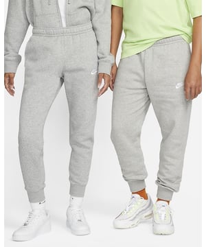 A wardrobe staple, the Nike Sportswear Club Fleece Joggers combine a classic look with the soft comfort of fleece for an elevated, everyday look that you can wear every day.

Soft Comfort

Brushed-back fleece fabric feels soft and smooth.

Joggers Style

Ribbed cuffs give you that classic joggers look and show off your kicks.

Personalised Fit

Elastic waistband with an adjustable drawcord lets you personalise the fit.

Product details

Standard fit for a relaxed, easy feel

Body: 80–82% cotton/18–20% polyester. Side pocket knuckle side/back pocket: 100% cotton. Side pocket palm side: 80% cotton/20% polyester.