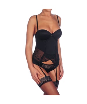 De Claire Push-Up BH is ontworpen om maximale lift en stevige ondersteuning te bieden. De push-up cups zorgen voor een voller, meer gedefinieerd silhouet, waardoor het figuur natuurlijker wordt, en het langwerpige bustierontwerp voegt een vleugje verfijning toe.

 Kenmerken:

 - Korsetbeha met voorgevormde cups en beugels die de buste verbeteren en optimale ondersteuning bieden.
 - Zachte, ademende stof zorgt voor een comfortabele pasvorm, de hele dag lang.
 - Beha met een bustierontwerp, zorgt voor een elegante en gestileerde touch.
 - Geborduurde kanten details aan de onderkant met transparanten die zorgen voor een geraffineerde en elegante touch.
 - Verstelbare en afneembare bandjes voor verschillende decolletés.
 - Inclusief afneembare kousenbanden, ideaal om te combineren met kousen.
 - Verstelbare rugsluiting met meerdere posities voor een persoonlijke pasvorm.
 - Ideale damesbeha voor speciale gelegenheden zoals bruiloften of evenementen, met comfort en een luxueuze afwerking.

 De Claire push-up beha combineert stijl, comfort en functionaliteit, waardoor het de perfecte keuze is voor vrouwen die op zoek zijn naar een intiem kledingstuk dat elegantie, steun en comfort biedt bij elke gelegenheid.
 Samenstelling: 60% Polyamide, 28% Polyester, 12% Elastaan
 Onderhoud:
Handwas.
 Niet centrifugeren.
 Niet strijken.
 Niet bleken.
 Niet in de droger.
 Niet chemisch reinigen.