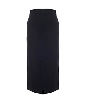 95% virgin wool, 5% polyamide. Lining: 51% viscose, 49% cotton. Cut to a straight fit, this maxi skirt embodies Raey?s clean tailoring. It?s made in Italy from wool-blend twill with a sharp front hem split
