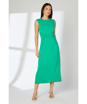 Elegant twist waist detail creates a flattering silhouette
        Sleeveless design with classic crew neckline
        Midi length offers versatile styling options
        Soft jersey fabric provides comfortable all-day wear
        Subtle keyhole detail at back adds a refined touch
    
    This sophisticated twist waist midi dress from Principles combines effortless style with everyday comfort. The clever waist detailing creates a figure-enhancing silhouette that works beautifully for various daytime occasions. Style with strappy sandals and statement earrings as shown for casual gatherings, or dress down with white trainers and a denim jacket for weekend brunches. The versatile midi length makes it perfect for family celebrations or garden parties when paired with a lightweight cardigan and delicate jewellery. The stretchy jersey fabric ensures this dress moves with you throughout the day, whilst maintaining its shape. A wardrobe essential that transitions seamlessly from office to evening drinks with a simple change of accessories.