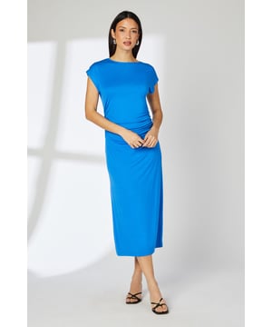Soft touch jersey fabric for ultimate comfort
        Flattering ruched detailing enhances silhouette
        Versatile midi length suitable for various occasions
        Elegant crew neckline for a timeless look
        Cap sleeves offer a feminine touch
    
    This Principles midi dress showcases a perfect blend of style and comfort. The ruched detailing adds a touch of sophistication while accentuating your figure in all the right places. Its versatile design makes it an ideal choice for a range of daytime events, from casual outings to family gatherings. Pair it with flat sandals for a relaxed look, or dress it up with wedges for a more polished appearance. The soft touch jersey fabric ensures all-day comfort, allowing you to move with ease. Accessorise with delicate gold jewellery to complement the dress's elegant simplicity. Whether you're heading to a weekend brunch or a casual day out shopping, this dress will keep you looking effortlessly chic.