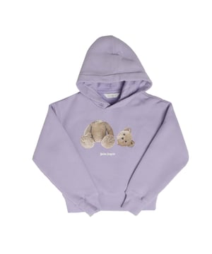Juniors Palm Angels Bear Hoodie in lilac.- Lined hood.- Ribbed cuffs and hem.- Palm Angels logo printed at front.- 100% Cotton.- Ref: PGBB0010013660