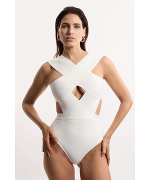 Whilst appropriate for a beach destination, please note that in order to ensure enduring quality, this piece is not recommended for swimming.Style: Cut Out SwimsuitDesign: Plain