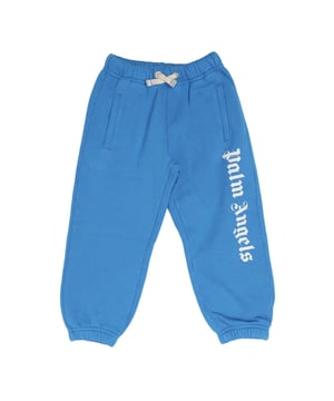 Juniors Palm Angels Classic Over Logo Sweatpants in lichtblauw.- Elastische tailleband.- Opgevulde zakken.- Palm Angels logo in wit gedrukt op voorkant.- Relaxed fit.- 100% Katoen.- Ref: PBCH0020014001