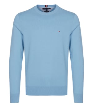 81% algodón, 19% poliamida; suéter tipo pullover THE 1985 de Tommy Hilfiger; modelo: MW0MW21316 CYW; fabricado con alta calidad; mezcla suave de algodón orgánico; cuello redondo; mangas largas; detalles del logo de Tommy Hilfiger.