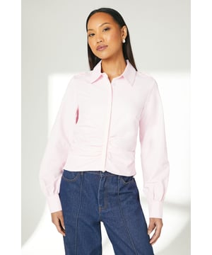Elegant gathered detail along the front
        Long sleeves with buttoned cuffs for a polished look
        Classic collared neckline adds sophistication
        Versatile woven fabric for comfort and style
        Button-down front for easy wear and styling options
    
    This Principles Gathered Detail Long Sleeve Shirt is a versatile addition to your wardrobe, perfect for various daywear occasions. The subtle gathered detail along the front adds a touch of femininity to the classic shirt silhouette, while the long sleeves and collared neckline maintain a smart appearance. Style this shirt with wide-leg denim trousers and trainers for a casual yet put-together look ideal for family gatherings or weekend brunches. For a more refined daytime ensemble, tuck it into a midi skirt and pair with ballet flats. The button-down front allows for styling flexibility - wear it fully buttoned for a more formal look, or leave a few buttons undone for a relaxed vibe. This shirt's adaptable nature makes it a go-to piece for your everyday wardrobe, easily transitioning from casual outings to smart-casual events with a simple change of accessories.