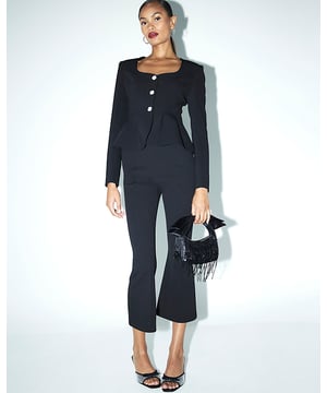 Fitted, Long sleeves, Button fastening, Single breasted, Peplum hem