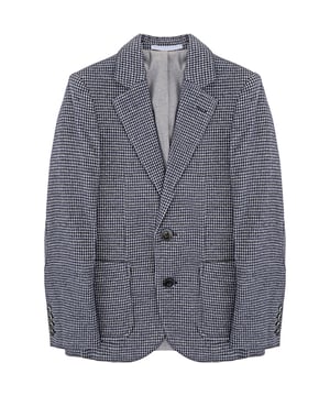 Hackett London Boys Textured Knit Cotton Blend Blazer Jacket In Navy/Grey