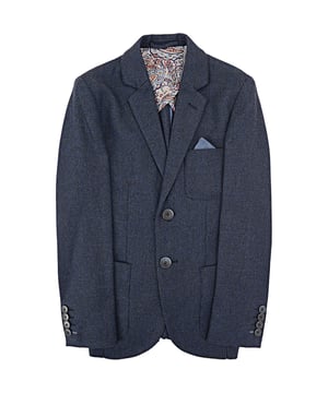 Hackett London Boys Wool Blend Blue Birdseye Dotted Jacket