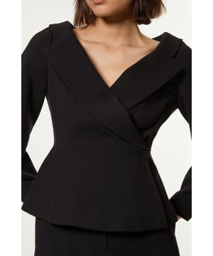 Elevate your occasion wardrobe in our jacket, with a fitted silhouette that flares to a soft peplum, and a wide V neckline. Style it with tailored trousers or the matching skirt and strappy heels for an elevated day to night look. Compact Stretch Tailored Asymmetric Peplum Jacket High Quality Stretch Fabric Flattering Flared Peplum Silhouette Wide V Neckline Matching Skirt Sold SeparatelyShop this seasons women's smart jackets or browse the full collection of coats and jackets now.