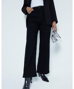 High rise, Button and zip fastening, Pocket detail, Wide leg