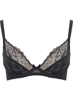 Lace Shell: 81% Polyamide, 19% Elastane; Lining: 100% Polyamide. Wired style
Adorned with sheer Japanese Leavers lace
Provocateur powermesh provides all-day support
Cushioned hook and eye fastening