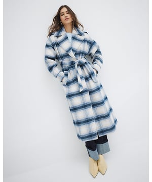 Oversized fit, Collared, Check print, Belted, Long sleeved, Extra long