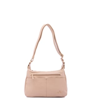 Bolso bandolera para mujer. El cierre es con cremallera. Los bolsillos internos son uno con cremallera y dos abiertos. Los bolsillos externos son uno frontal con cremallera, dos frontales con botón magnético y uno trasero con cremallera. Falta la correa para el hombro. El asa es regulable en ecopiel. Hay dos compartimentos internos. El material exterior es ecopiel. Internamente está forrado en poliéster. Medidas: 30x20x10 cm. Producto de moda